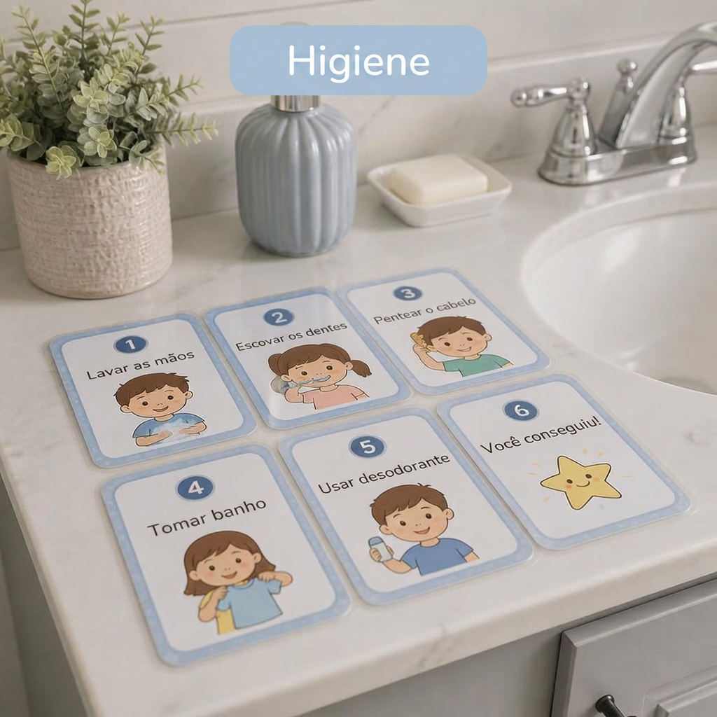 Sequência visual de higiene impressa